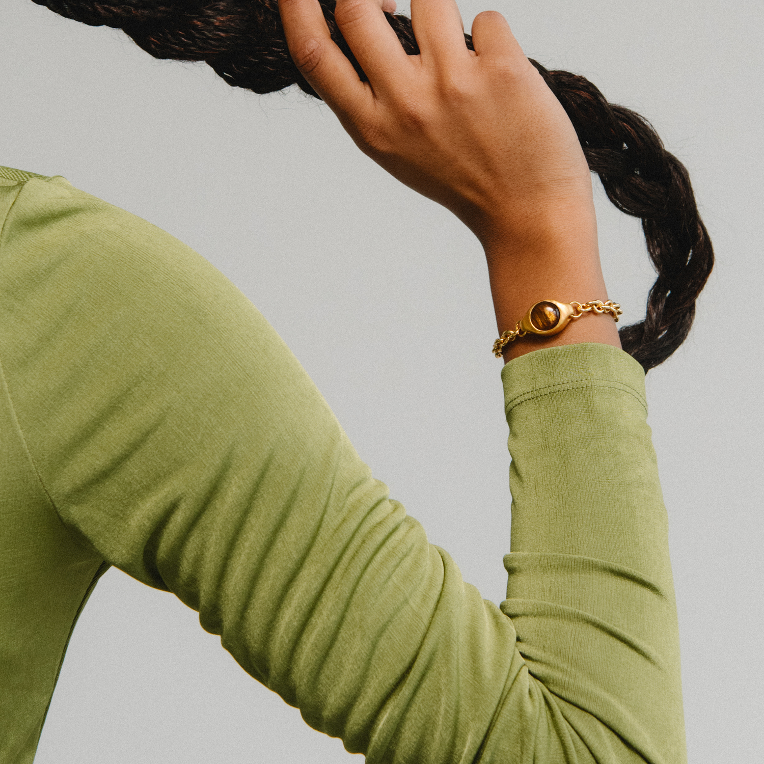 Signet bracelet worn by model