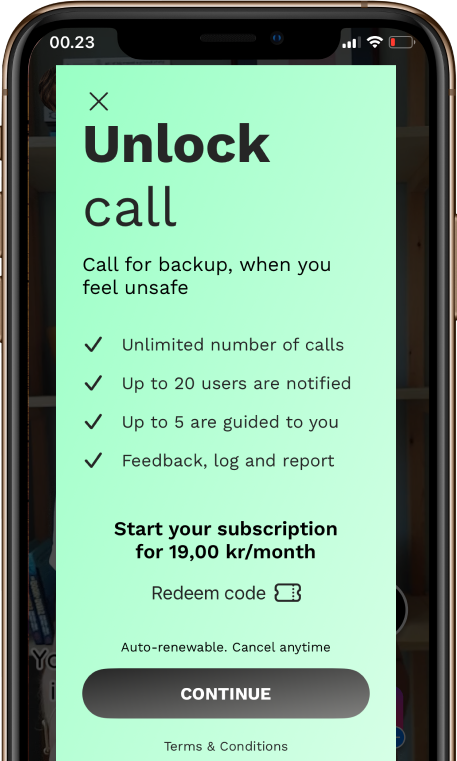 Phone showing the all.u.me app's subscription
